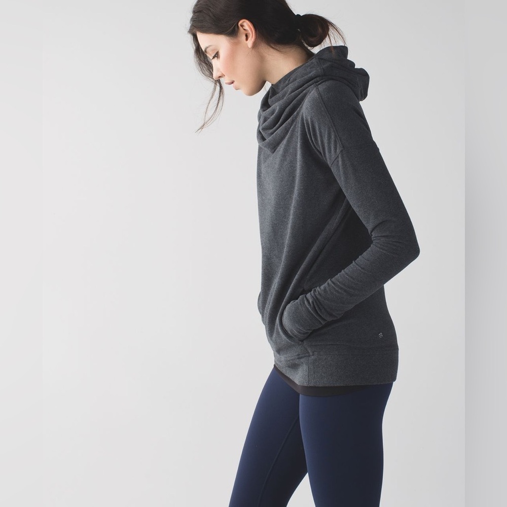 Lululemon Stress Less Hoodie Heathered Dark Grey Size 2